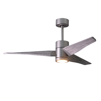 Matthews Fan Super Janet 60in 3-Blade Ceiling Fan | Gloss White and Walnut Solid Wood | Great Room & Covered Patio | Model SJ-WH-WN-60