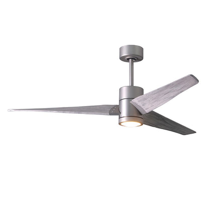 Matthews Fan Super Janet 60in 3-Blade Ceiling Fan | Gloss White and Walnut Solid Wood | Great Room & Covered Patio | Model SJ-WH-WN-60