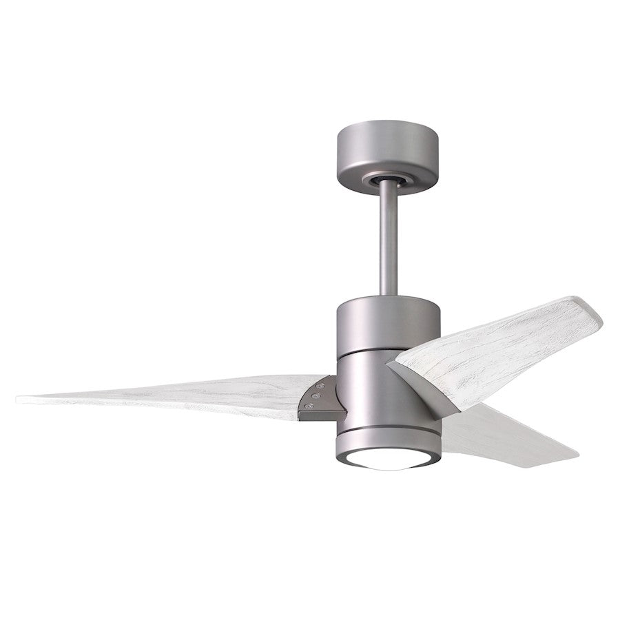 Matthews Fans Super Janet 60in 1-Light Ceiling Fan | Contemporary Brushed Nickel and Matte White Wood | Large Living Room | Model SJ-BN-MWH-60