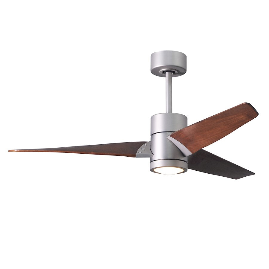 Matthews Fan Super Janet 60in 3-Blade Ceiling Fan | Gloss White and Walnut Solid Wood | Great Room & Covered Patio | Model SJ-WH-WN-60