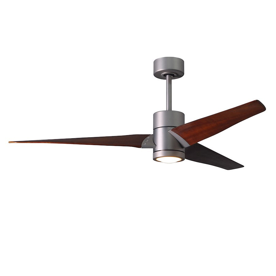 Matthews Fan Super Janet 60in 3-Blade Ceiling Fan | Gloss White and Walnut Solid Wood | Great Room & Covered Patio | Model SJ-WH-WN-60