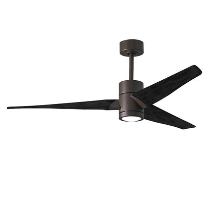 Matthews Fans Super Janet 60in 1-Light Ceiling Fan | Textured Bronze and Matte White Solid Wood | Large Living Room & Great Room | Model SJ-TB-MWH-60