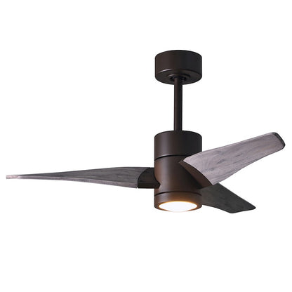 Matthews Fan Super Janet 60in 3-Blade Ceiling Fan | Gloss White and Walnut Solid Wood | Great Room & Covered Patio | Model SJ-WH-WN-60