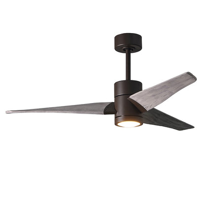 Matthews Fan Super Janet 60in 3-Blade Ceiling Fan | Gloss White and Walnut Solid Wood | Great Room & Covered Patio | Model SJ-WH-WN-60