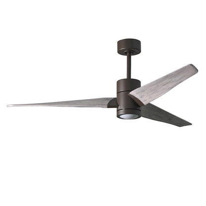 Matthews Fan Super Janet 60in 3-Blade Ceiling Fan | Gloss White and Walnut Solid Wood | Great Room & Covered Patio | Model SJ-WH-WN-60