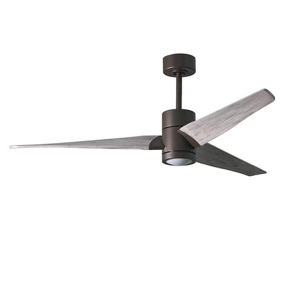 Matthews Fan Super Janet 60in 3-Blade Ceiling Fan | Gloss White and Walnut Solid Wood | Great Room & Covered Patio | Model SJ-WH-WN-60