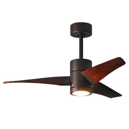 Matthews Fan Super Janet 60in 3-Blade Ceiling Fan | Gloss White and Walnut Solid Wood | Great Room & Covered Patio | Model SJ-WH-WN-60