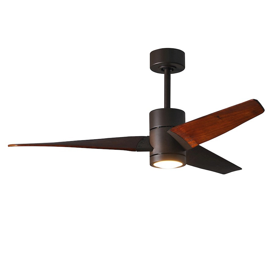 Matthews Fan Super Janet 60in 3-Blade Ceiling Fan | Gloss White and Walnut Solid Wood | Great Room & Covered Patio | Model SJ-WH-WN-60