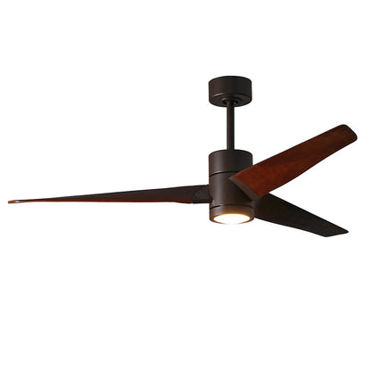 Matthews Fan Super Janet 60in 3-Blade Ceiling Fan | Gloss White and Walnut Solid Wood | Great Room & Covered Patio | Model SJ-WH-WN-60