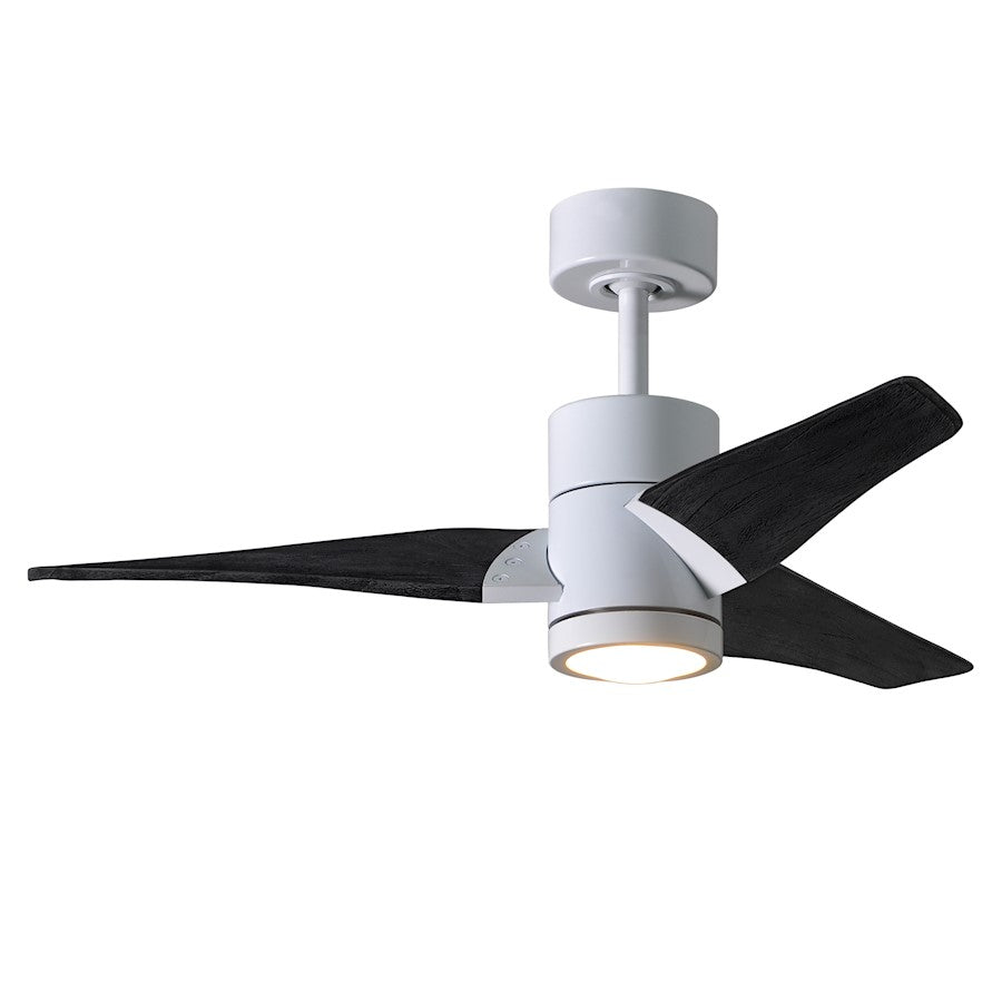 Matthews Fans Super Janet 60in 1-Light Ceiling Fan | Contemporary Gloss White and Matte White Solid Wood | Living Room & Bedroom | Model SJ-WH-MWH-60