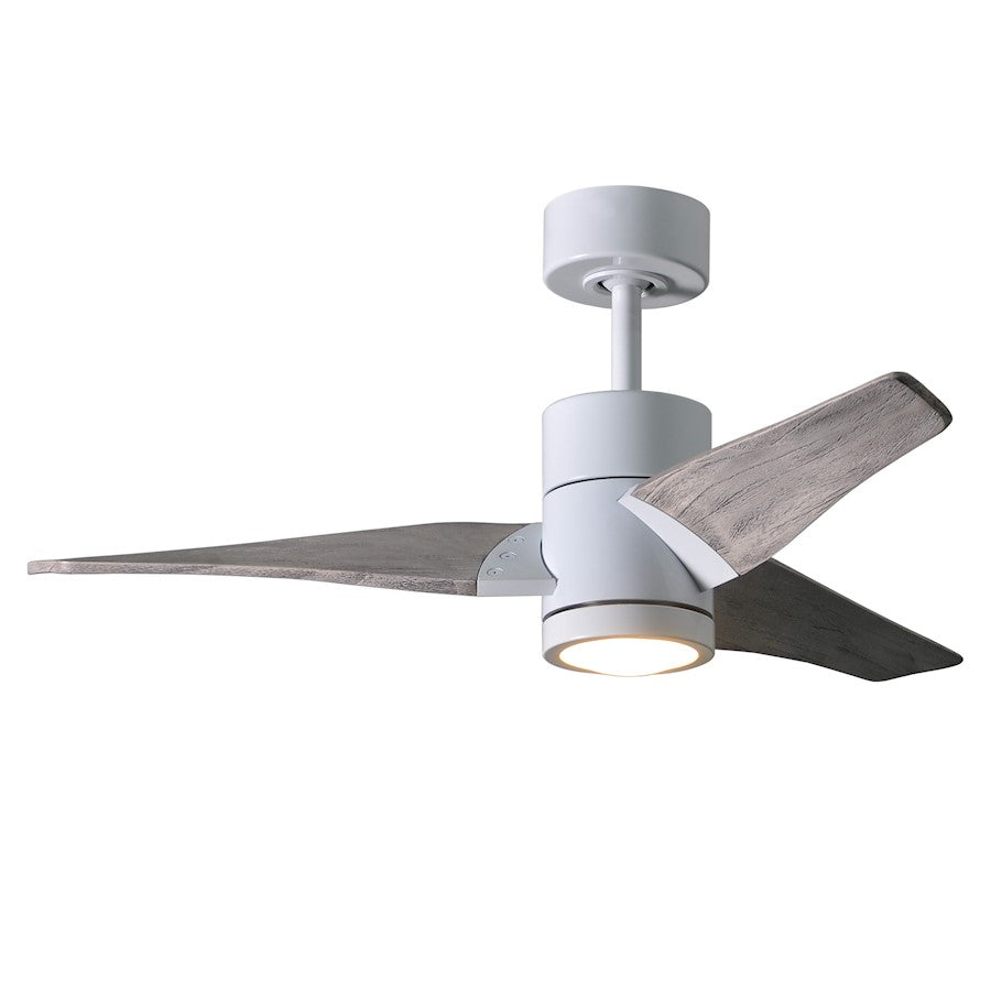 Matthews Fan Super Janet 60in 3-Blade Ceiling Fan | Gloss White and Walnut Solid Wood | Great Room & Covered Patio | Model SJ-WH-WN-60
