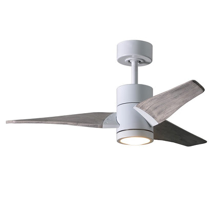 Matthews Fan Super Janet 60in 3-Blade Ceiling Fan | Gloss White and Walnut Solid Wood | Great Room & Covered Patio | Model SJ-WH-WN-60