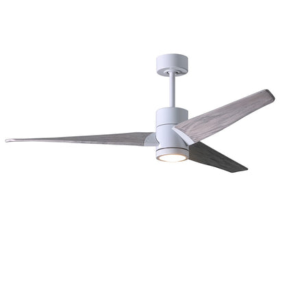 Matthews Fan Super Janet 60in 3-Blade Ceiling Fan | Gloss White and Walnut Solid Wood | Great Room & Covered Patio | Model SJ-WH-WN-60