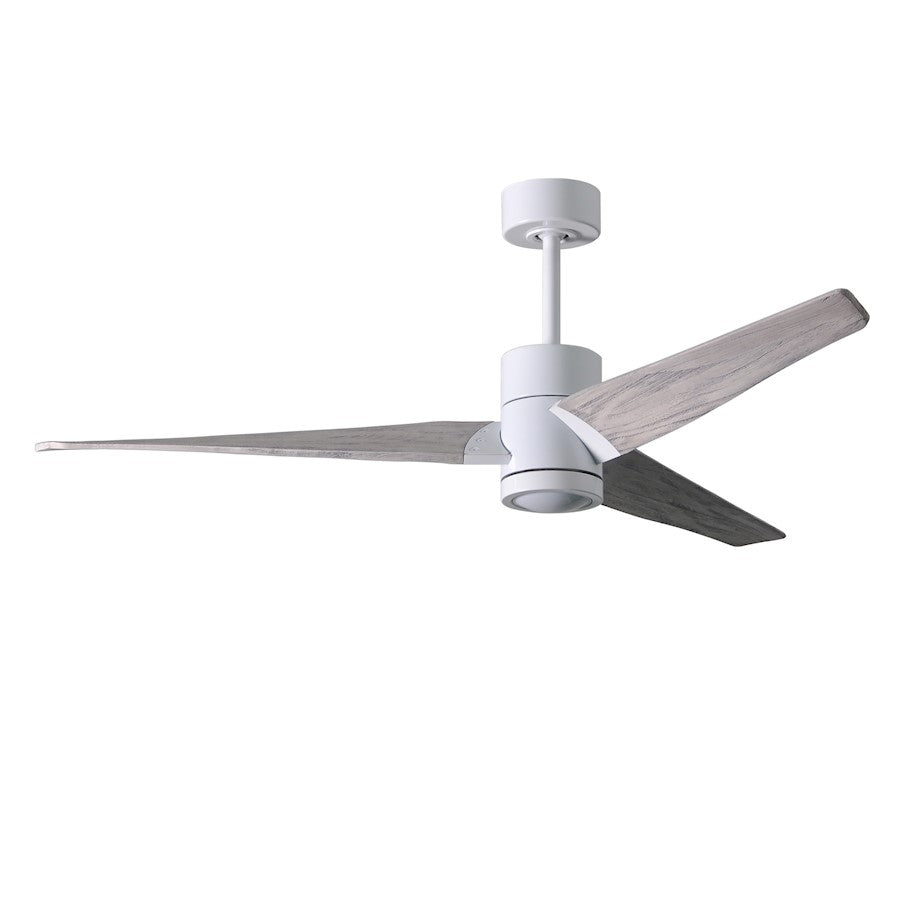 Matthews Fan Super Janet 60in 3-Blade Ceiling Fan | Gloss White and Walnut Solid Wood | Great Room & Covered Patio | Model SJ-WH-WN-60