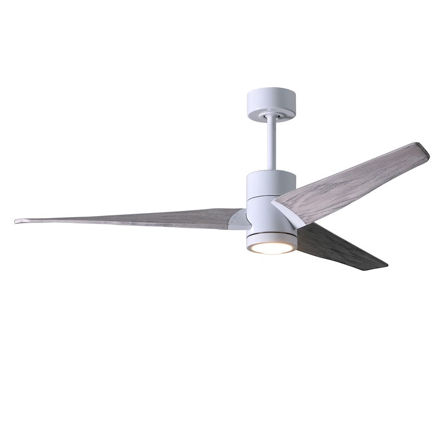 Matthews Fan Super Janet 60in 3-Blade Ceiling Fan | Gloss White and Walnut Solid Wood | Great Room & Covered Patio | Model SJ-WH-WN-60
