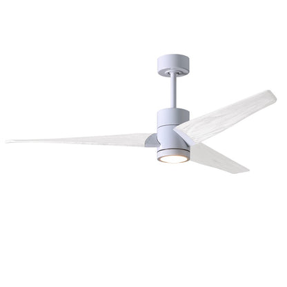 Matthews Fans Super Janet 60in 1-Light Ceiling Fan | Contemporary Gloss White and Matte White Solid Wood | Living Room & Bedroom | Model SJ-WH-MWH-60