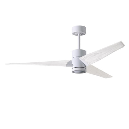 Matthews Fans Super Janet 60in 1-Light Ceiling Fan | Contemporary Gloss White and Matte White Solid Wood | Living Room & Bedroom | Model SJ-WH-MWH-60