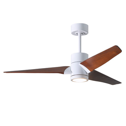 Matthews Fan Super Janet 60in 3-Blade Ceiling Fan | Gloss White and Walnut Solid Wood | Great Room & Covered Patio | Model SJ-WH-WN-60