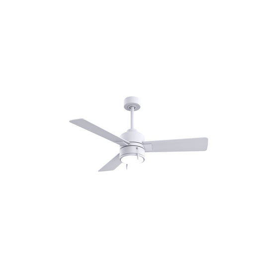 Matthews Fan Steven 42in 3-Blade Ceiling Fan | Contemporary Matte White and Plywood Blades | Bedroom & Living Room | Model SS-MWH-MWH-42