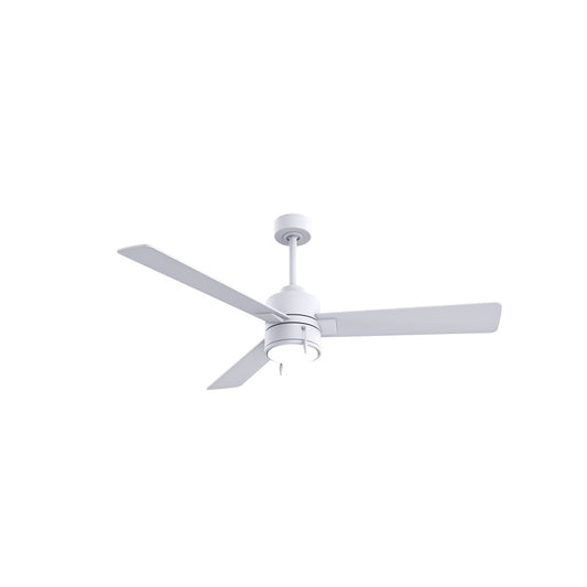 Matthews Fan Steven 52in 3-Blade Ceiling Fan | Contemporary Matte White and Plywood Blades | Bedroom & Living Room | Model SS-MWH-MWH-52