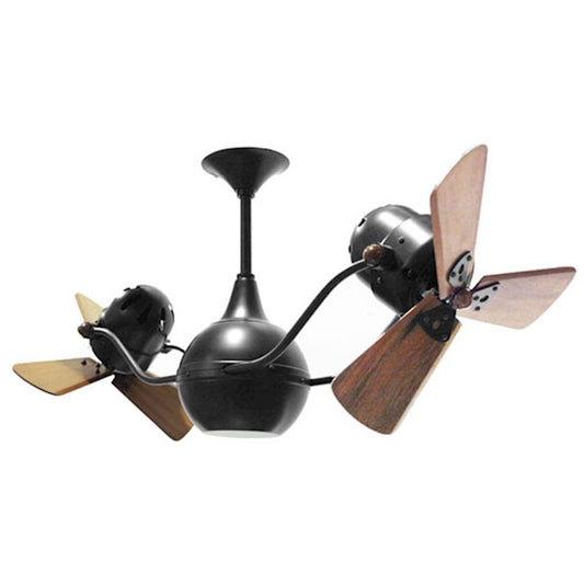 Matthews Fan Company Vent Bettina 44in Rotational Ceiling Fan | Black Steel & Mahogany Blades | Indoor & Covered Patio | Model VB-BK-WD