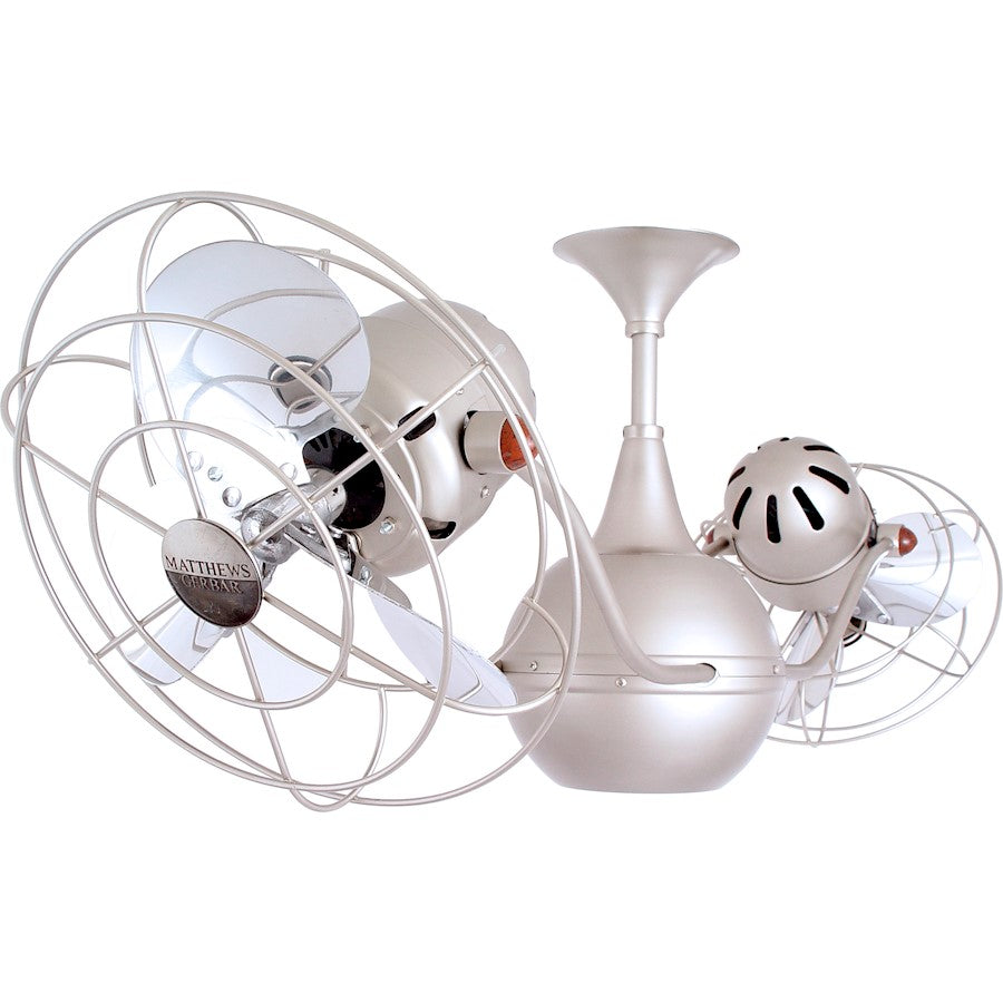 Matthews Fan Company Vent Bettina 42in Rotational Ceiling Fan | Brushed Nickel Metal Blades | Indoor & Covered Patio | Model VB-BN-MTL-DAMP