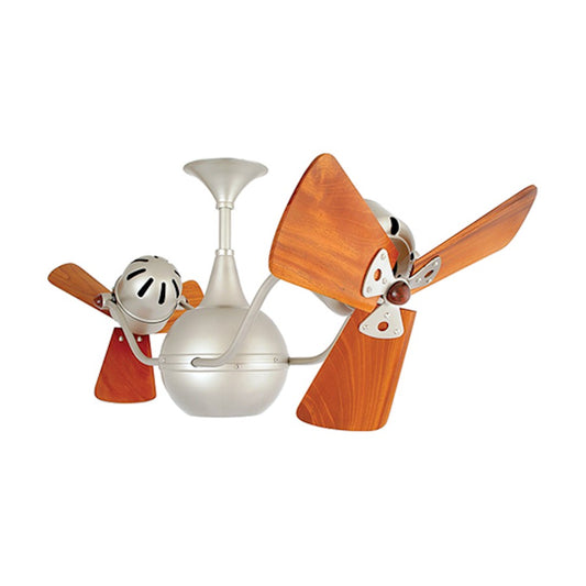 Matthews Fan Company Vent Bettina 42in Damp-Rated Ceiling Fan | Brushed Nickel and Mahogany Wood Blades | Covered Patio | Model VB-BN-WD-DAMP