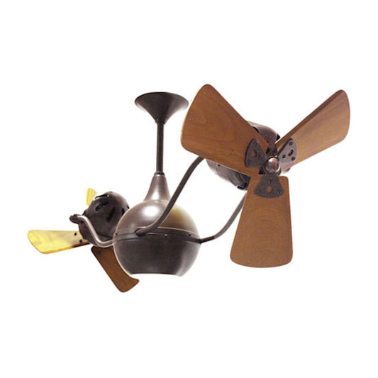 Matthews Fan Company Vent Bettina 44in 1-Light Ceiling Fan | Bronzette and Mahogany Wood Blades | Indoor & Covered Patio | Model VB-BZZT-WD