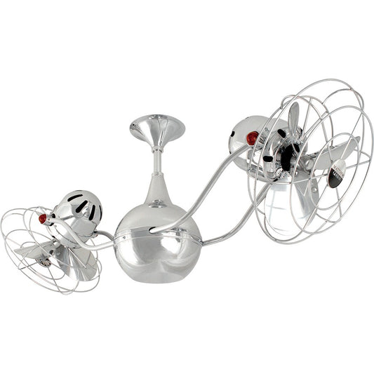 Matthews Fan Company Vent Bettina 42in Rotational Ceiling Fan | Chrome Steel and Mahogany Wood | Indoor & Covered Patio | Model VB-CR-WD