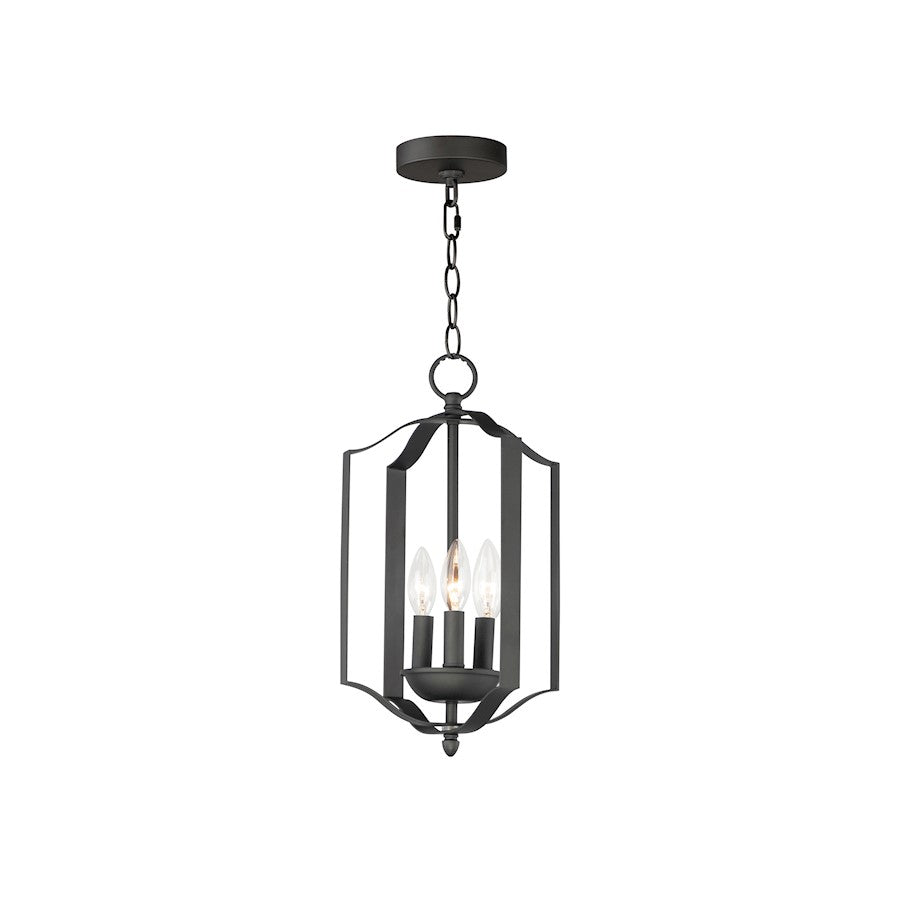 3 Light Chandelier, Black