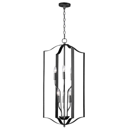 6 Light Chandelier, Black
