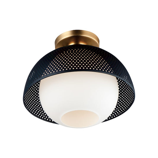 Maxim Lighting Perf 1-Light Flush Mount, Black/Satin Brass/White