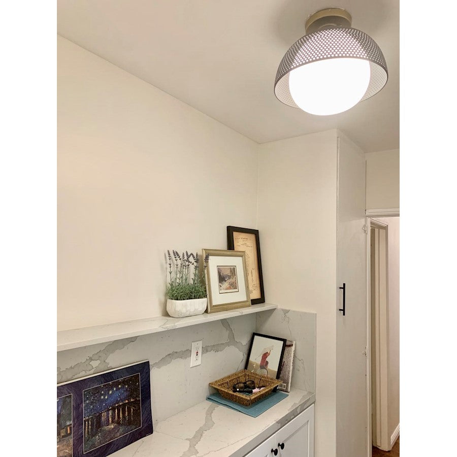 Maxim Lighting Perf 1-Light Flush Mount, Black/Satin Brass/White
