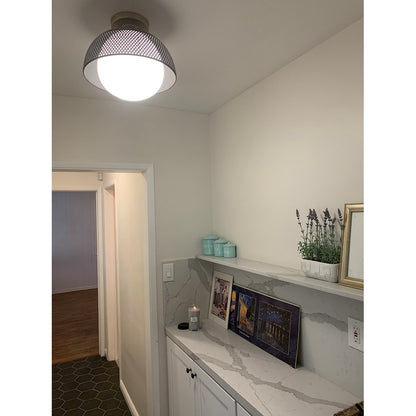 Maxim Lighting Perf 1-Light Flush Mount, Black/Satin Brass/White