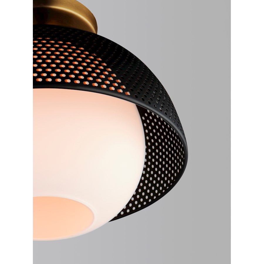 Maxim Lighting Perf 1-Light Flush Mount, Black/Satin Brass/White