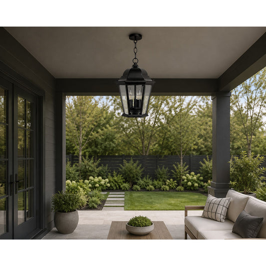 Maxim Westlake Cast 3-Light Outdoor Hanging Lantern, Black