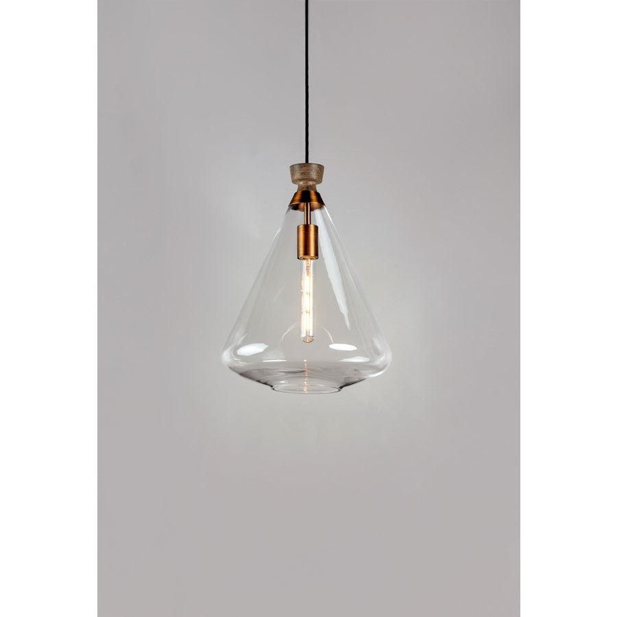 1 Light Pendant, Weathered Oak