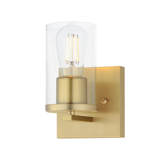 Maxim Lighting Lateral 1 Light 7.75" Wall Sconce, Satin Brass/Clear