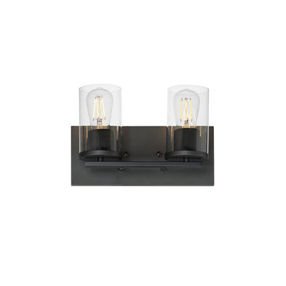 Maxim Lighting Lateral 2 Light 7.75" Bath Vanity, Black/Clear