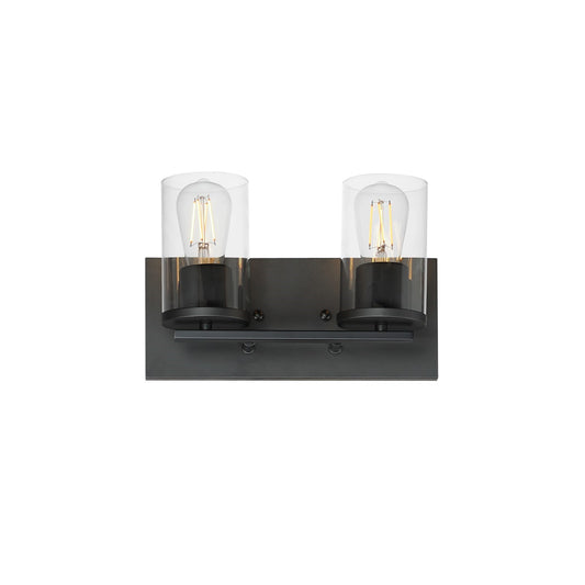 Maxim Lighting Lateral 2 Light 7.75" Bath Vanity, Black/Clear