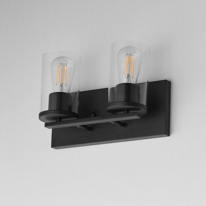Maxim Lighting Lateral 2 Light 7.75" Bath Vanity, Black/Clear