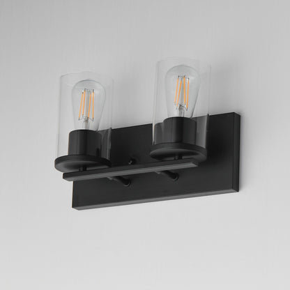 Maxim Lighting Lateral 2 Light 7.75" Bath Vanity, Black/Clear