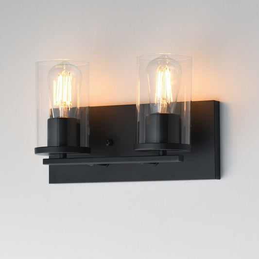 Maxim Lighting Lateral 2 Light 7.75" Bath Vanity, Black/Clear - 10282CLBK