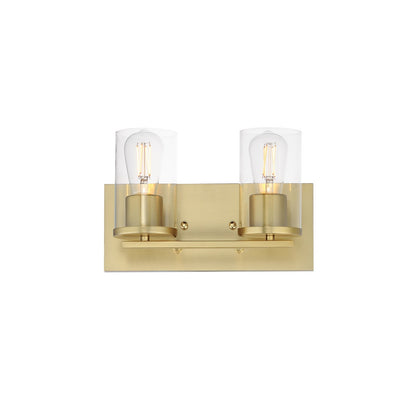 Maxim Lighting Lateral 2 Light 7.75" Bath Vanity, Satin Brass/Clear