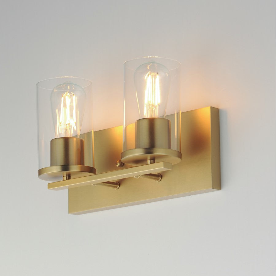 Maxim Lighting Lateral 2 Light 7.75" Bath Vanity, Satin Brass/Clear