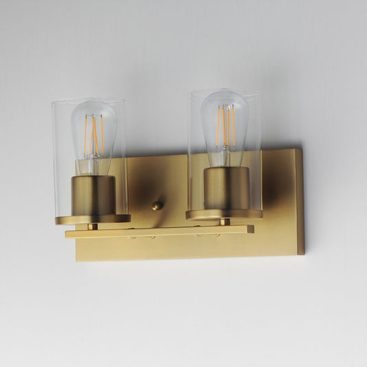 Maxim Lighting Lateral 2 Light 7.75" Bath Vanity, Satin Brass/Clear - 10282CLSBR