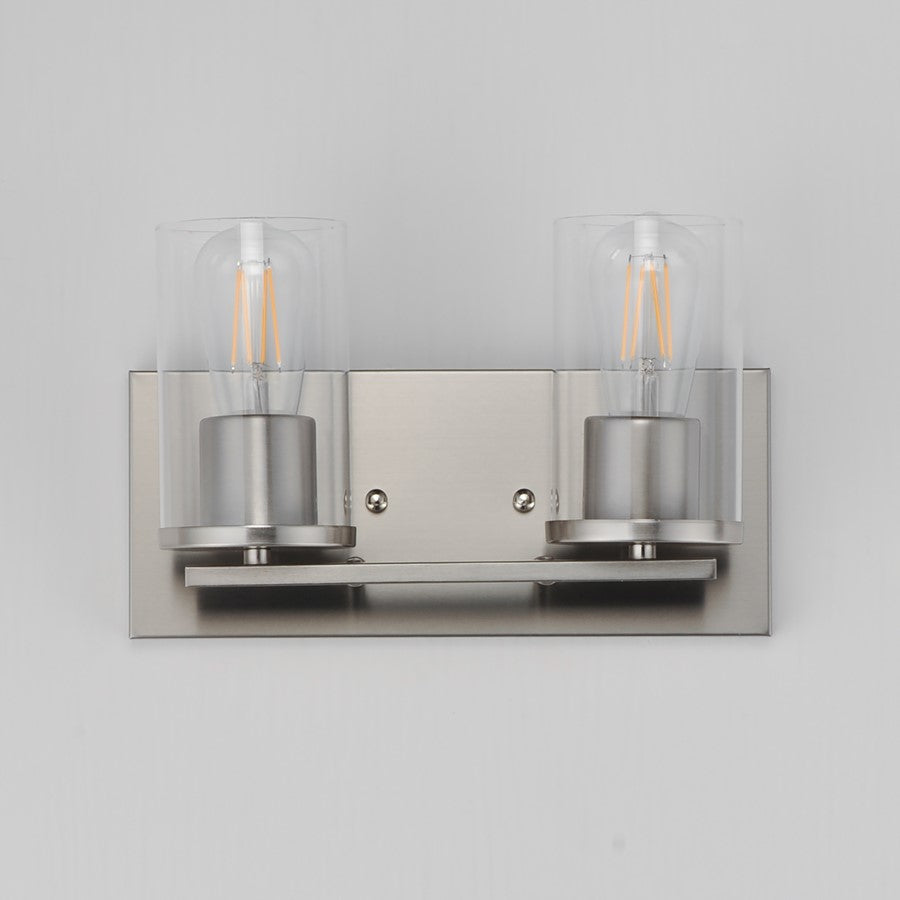 Maxim Lighting Lateral 2 Light 7.75" Bath Vanity, Satin Nickel/Clear