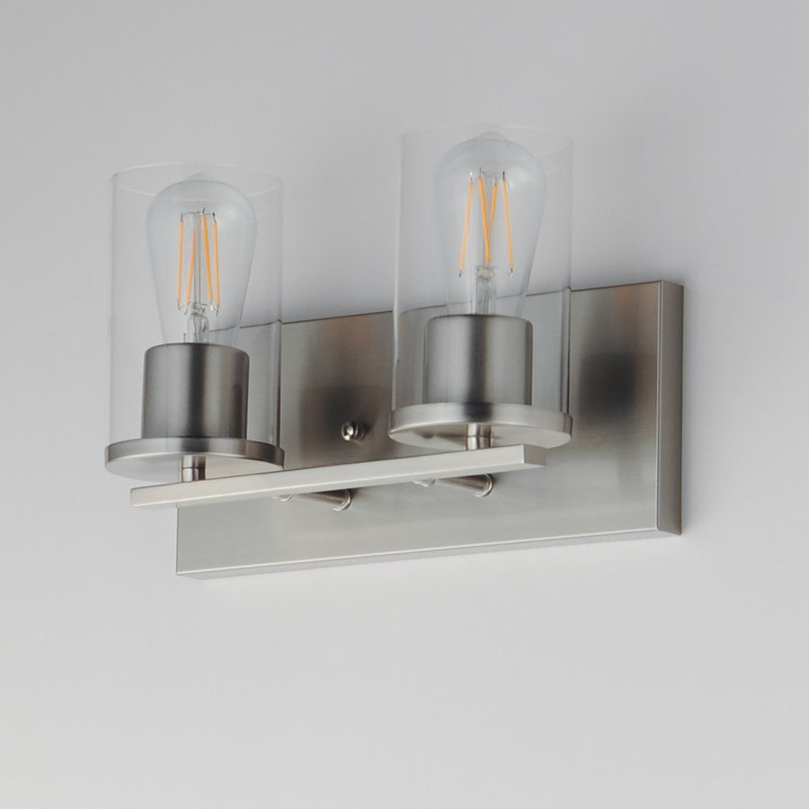 Maxim Lighting Lateral 2 Light 7.75" Bath Vanity, Satin Nickel/Clear