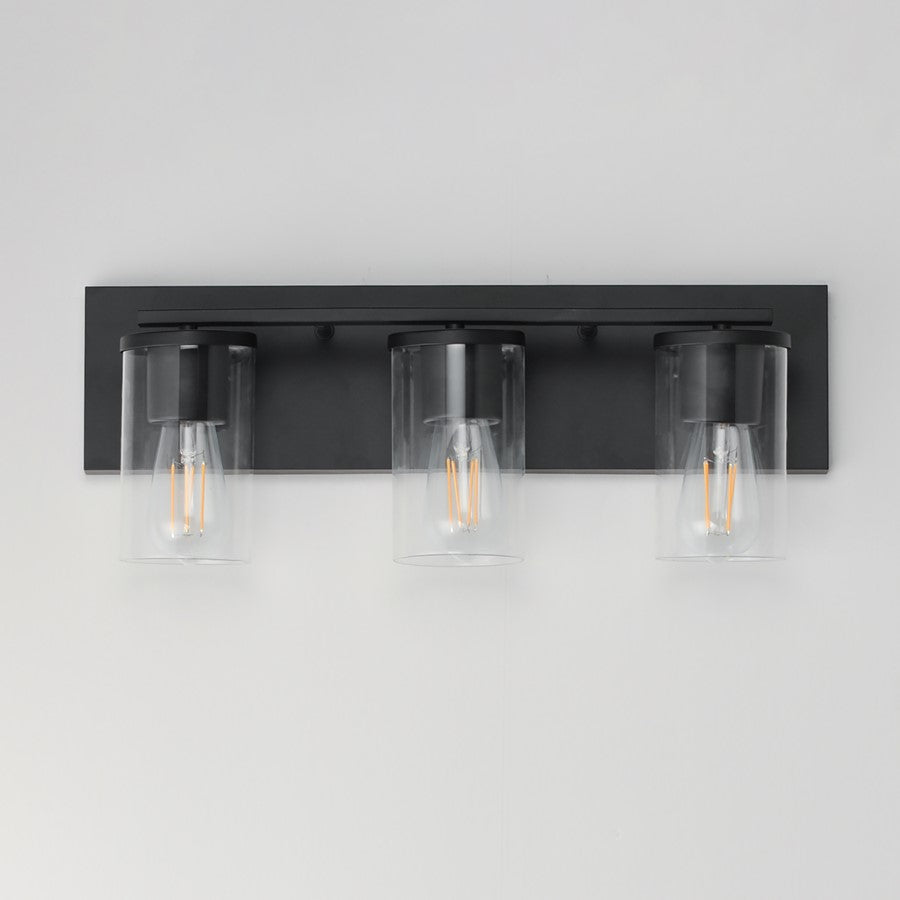 Maxim Lighting Lateral 3 Light 7.75" Bath Vanity, Black/Clear