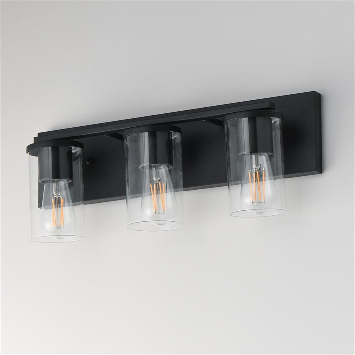 Maxim Lighting Lateral 3 Light 7.75" Bath Vanity, Black/Clear